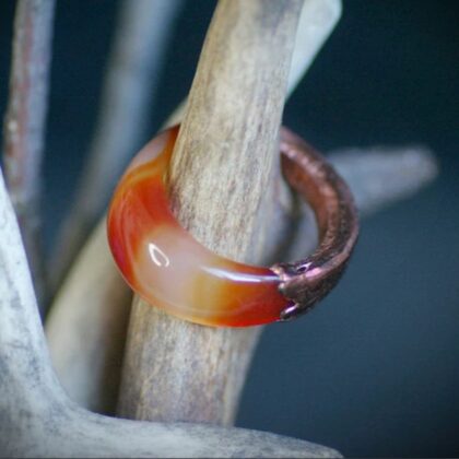 Carnelian Copper Statement Ring – Electroformed Healing Stone Jewellery