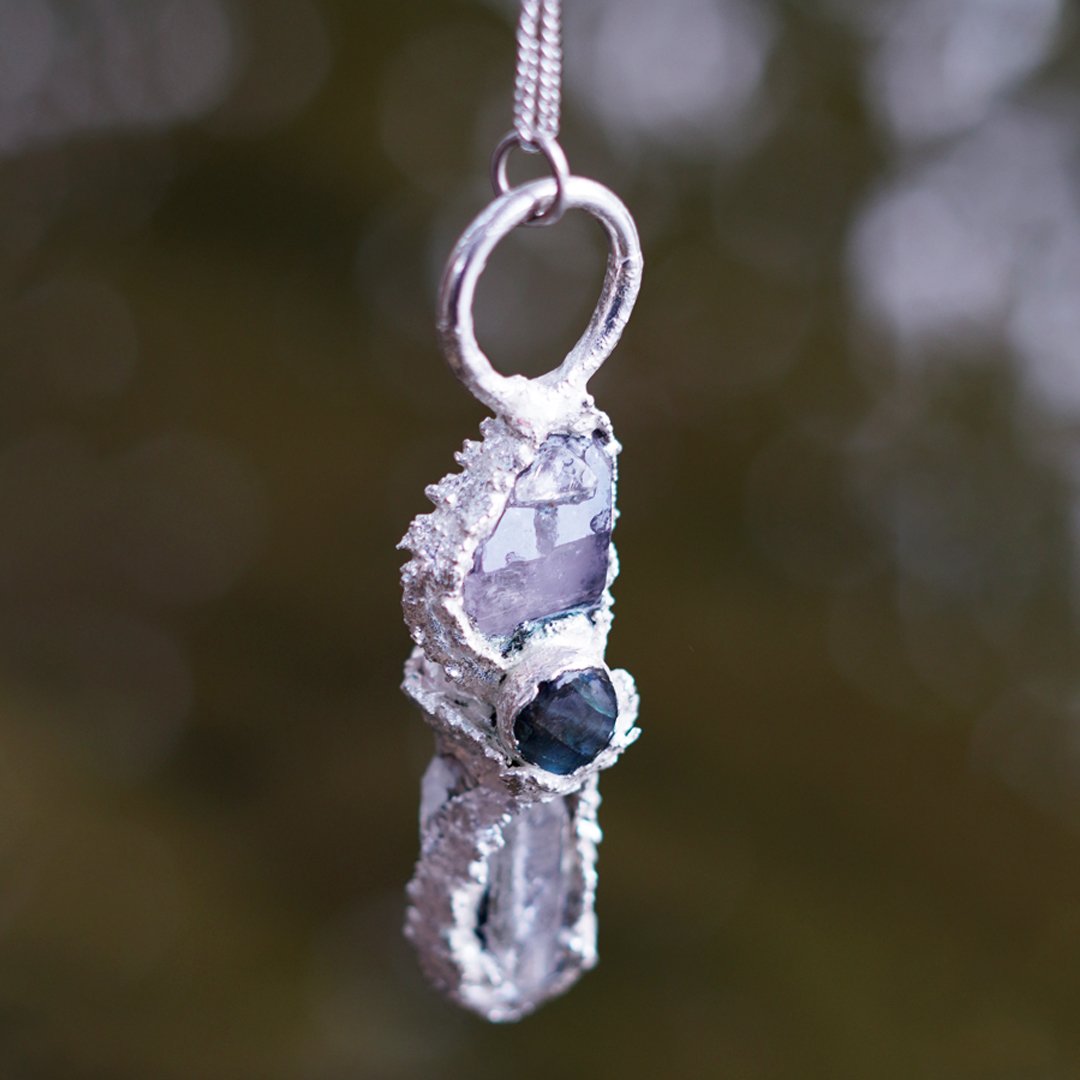 Deep Sea Creature Pendant — Amethyst / Clear Quartz / Lepidolite - Image 4