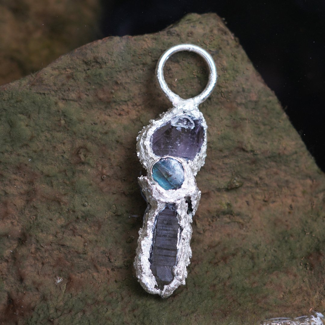 Deep Sea Creature Pendant — Amethyst / Clear Quartz / Lepidolite - Image 3