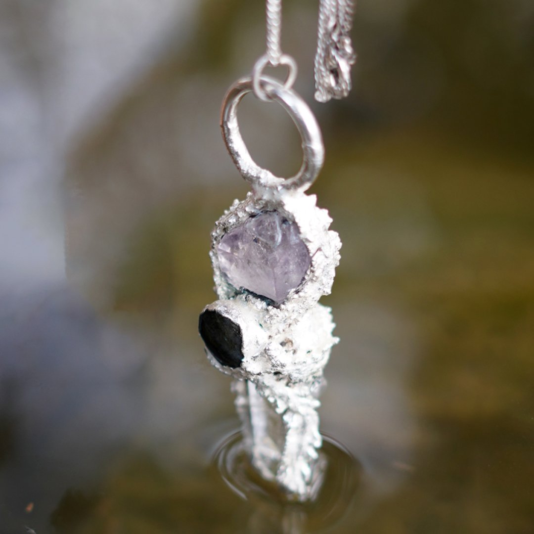 Deep Sea Creature Pendant — Amethyst / Clear Quartz / Lepidolite - Image 2