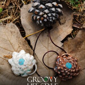 Pinecone Pendant — Turquoise (Electroformed Silver)