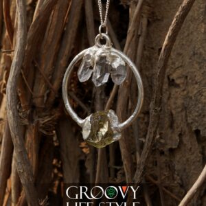 Citrine or Clear Quartz Pendant (Electroformed Silver)