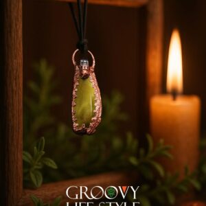 Clear Quartz & Jade Pendant (Electroformed Copper)