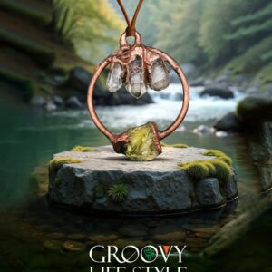 Citrine or Clear Quartz Pendant (Electroformed Copper)